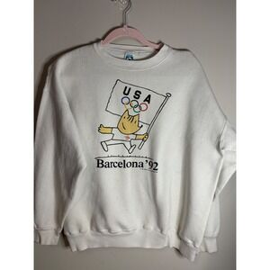 Vintage 1988 Barcelona 92 Olympics Cobi Sweatshirt Discus Athletic Gray XL USA